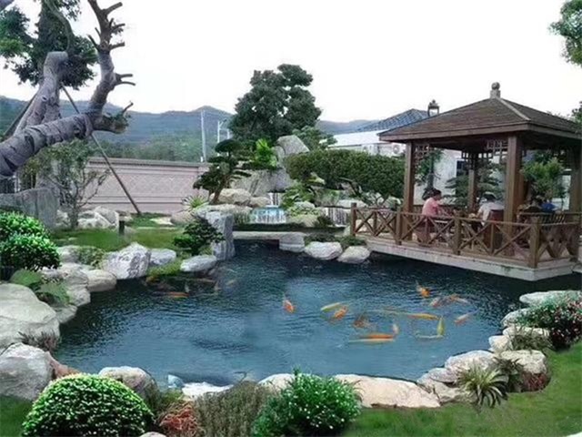株洲庭院鱼池假山设计